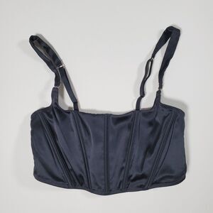 Auden Women's Corset Bra Top Small Black Satin Lingerie Adjustable Straps Sexy